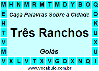 Caça Palavras Sobre a Cidade Goiana Três Ranchos