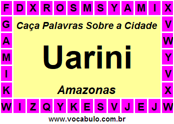 Caça Palavras Sobre a Cidade Amazonense Uarini