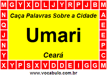 Caça Palavras Sobre a Cidade Cearense Umari