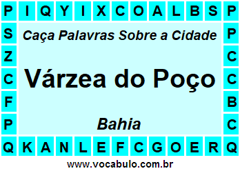 Caça Palavras Sobre a Cidade Baiana Várzea do Poço
