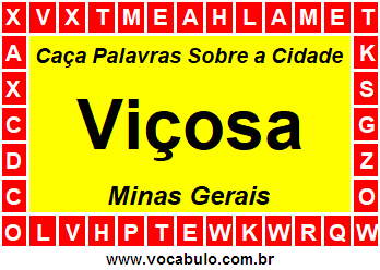 Caça Palavras Sobre a Cidade Viçosa do Estado Minas Gerais