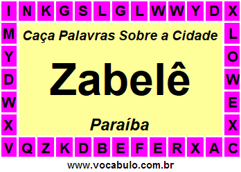 Caça Palavras Sobre a Cidade Paraibana Zabelê