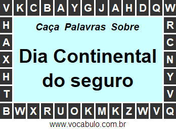 Caça Palavras Sobre o Dia Continental do seguro