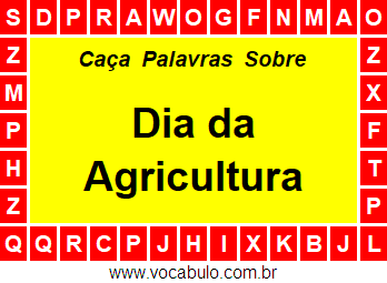 Caça Palavras Sobre o Dia da Agricultura