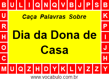 Caça Palavras Dia da Dona de Casa