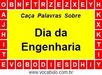 Caça Palavras Dia da Engenharia