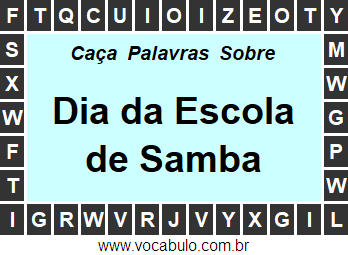 Caça Palavras Dia da Escola de Samba