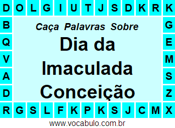 Caça Palavras Sobre o Dia da Imaculada Conceição