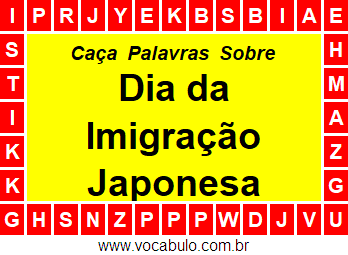 Caça Palavras Dia da Imigração Japonesa