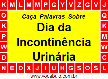 Caça Palavras Sobre o Dia da Incontinência Urinária