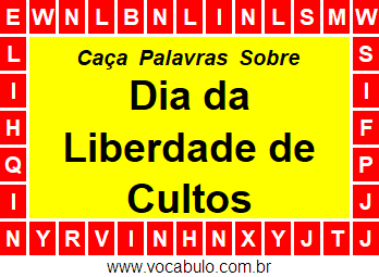 Caça Palavras Sobre o Dia da Liberdade de Cultos