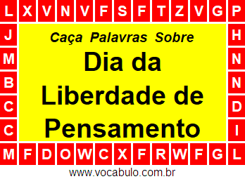 Caça Palavras Sobre o Dia da Liberdade de Pensamento