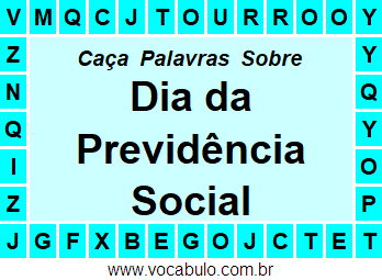 Caça Palavras Dia da Previdência Social