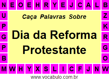 Caça Palavras Dia da Reforma Protestante