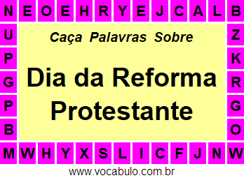 Caça Palavras Sobre o Dia da Reforma Protestante