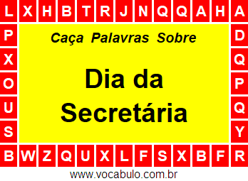 Caça Palavras Dia da Secretária