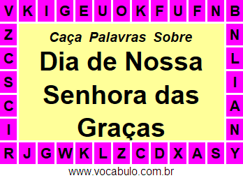 Caça Palavras Sobre o Dia de Nossa Senhora das Graças