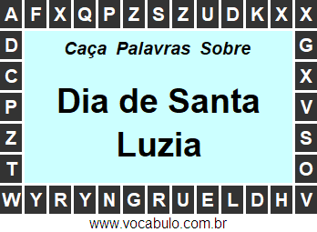 Caça Palavras Sobre o Dia de Santa Luzia