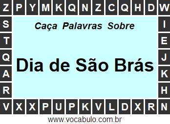 Caça Palavras Sobre o Dia de São Brás