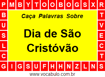 Caça Palavras Sobre o Dia de São Cristóvão