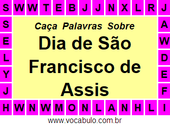 Caça Palavras Dia de São Francisco de Assis