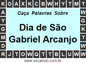 Caça Palavras Dia de São Gabriel Arcanjo