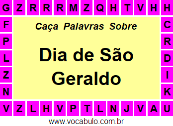 Caça Palavras Dia de São Geraldo