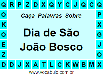 Caça Palavras Dia de São João Bosco