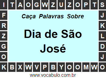 Caça Palavras Sobre o Dia de São José