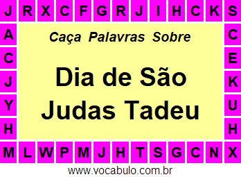 Caça Palavras Sobre o Dia de São Judas Tadeu