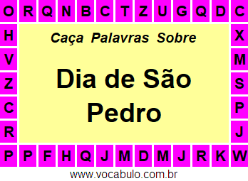 Caça Palavras Dia de São Pedro