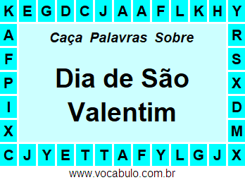 Caça Palavras Sobre o Dia de São Valentim