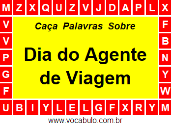 Caça Palavras Sobre o Dia do Agente de Viagem