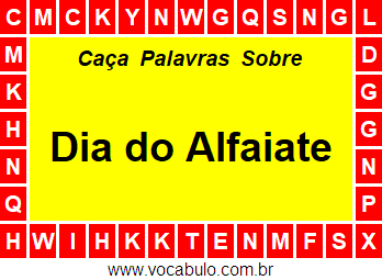 Caça Palavras Sobre o Dia do Alfaiate