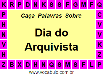 Caça Palavras Sobre o Dia do Arquivista