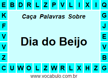 Caça Palavras Sobre o Dia do Beijo