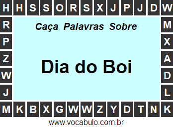 Caça Palavras Sobre o Dia do Boi