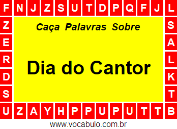 Caça Palavras Dia do Cantor