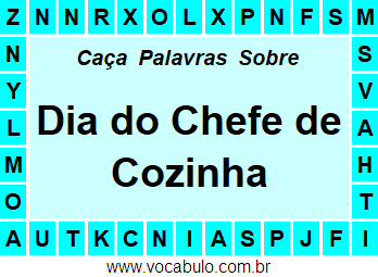 Caça Palavras Sobre o Dia do Chefe de Cozinha