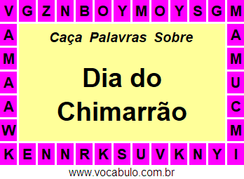 Caça Palavras Sobre o Dia do Chimarrão