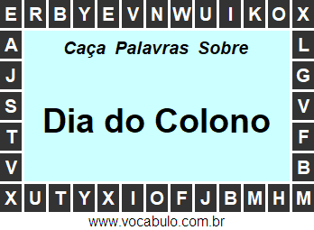 Caça Palavras Dia do Colono