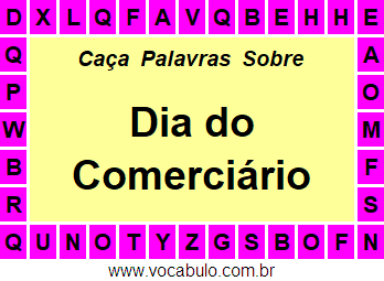 Caça Palavras Sobre o Dia do Comerciário