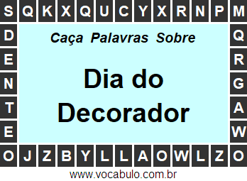 Caça Palavras Sobre o Dia do Decorador