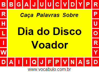 Caça Palavras Dia do Disco Voador