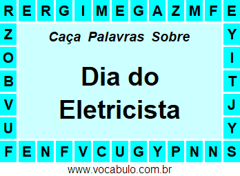 Caça Palavras Dia do Eletricista