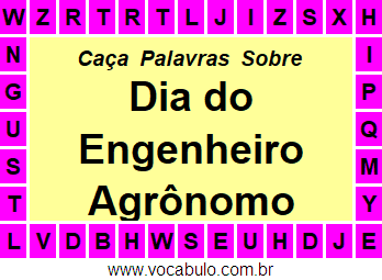 Caça Palavras Sobre o Dia do Engenheiro Agrônomo