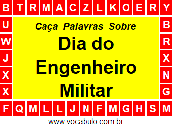 Caça Palavras Dia do Engenheiro Militar