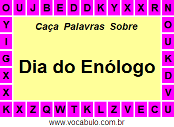 Caça Palavras Sobre o Dia do Enólogo