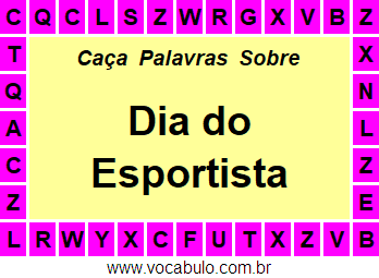 Caça Palavras Sobre o Dia do Esportista