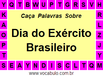 Caça Palavras Dia do Exército Brasileiro